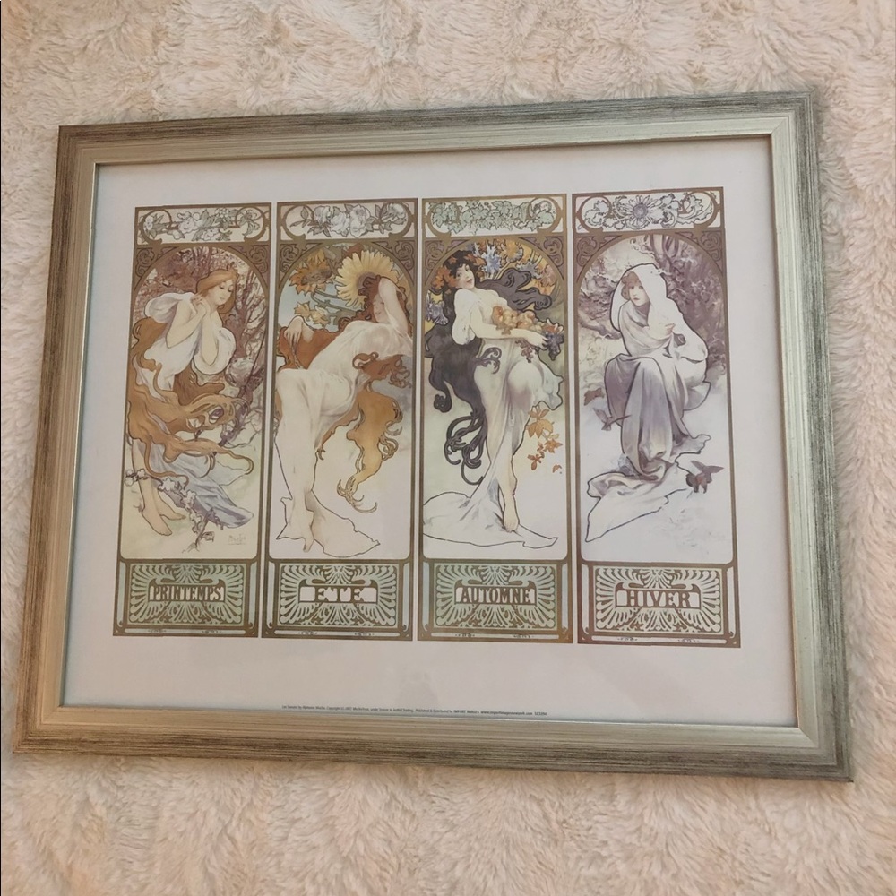 🤍 ໒꒱ Framed Art — Alphonse Mucha The Four Seasons